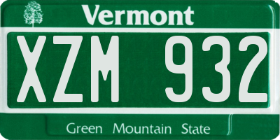 VT license plate XZM932