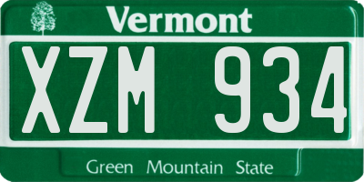 VT license plate XZM934