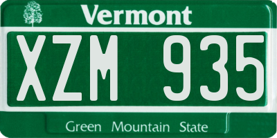 VT license plate XZM935