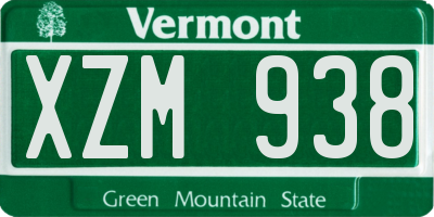 VT license plate XZM938