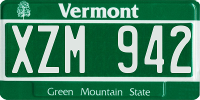 VT license plate XZM942