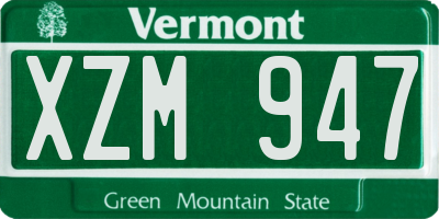 VT license plate XZM947