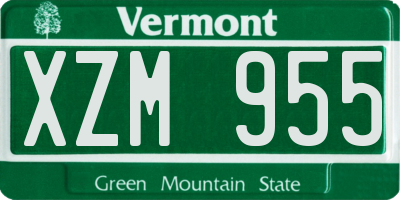VT license plate XZM955