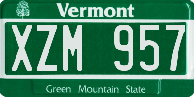 VT license plate XZM957
