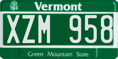 VT license plate XZM958