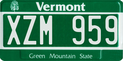VT license plate XZM959