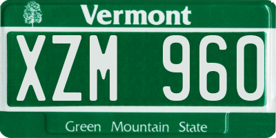 VT license plate XZM960