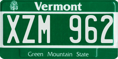 VT license plate XZM962