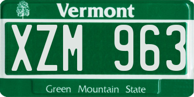 VT license plate XZM963