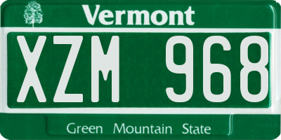 VT license plate XZM968