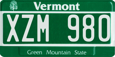 VT license plate XZM980