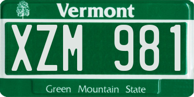 VT license plate XZM981