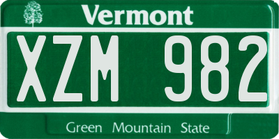 VT license plate XZM982