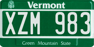 VT license plate XZM983