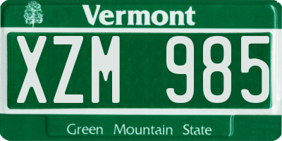 VT license plate XZM985
