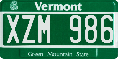 VT license plate XZM986