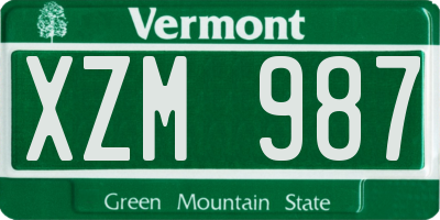 VT license plate XZM987