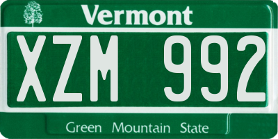 VT license plate XZM992