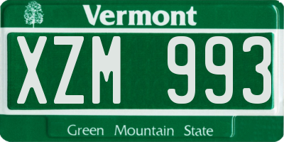 VT license plate XZM993