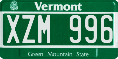 VT license plate XZM996