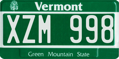 VT license plate XZM998