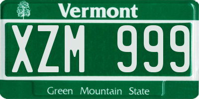VT license plate XZM999