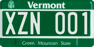 VT license plate XZN001