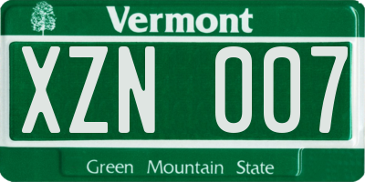VT license plate XZN007