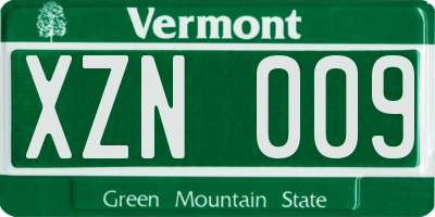 VT license plate XZN009