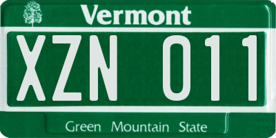 VT license plate XZN011