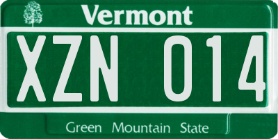 VT license plate XZN014