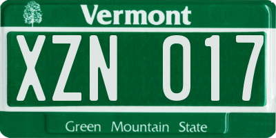 VT license plate XZN017