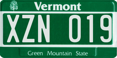 VT license plate XZN019
