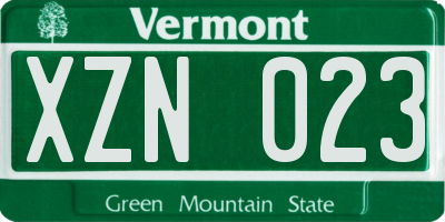 VT license plate XZN023