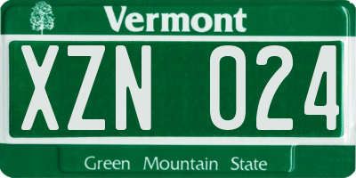 VT license plate XZN024