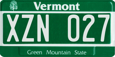 VT license plate XZN027
