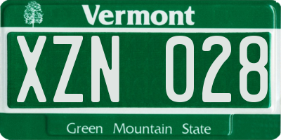 VT license plate XZN028
