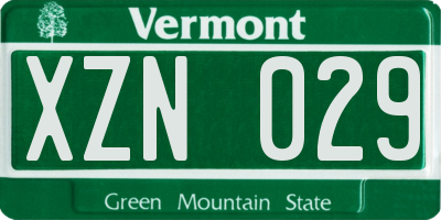 VT license plate XZN029