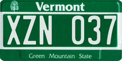 VT license plate XZN037