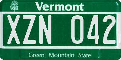 VT license plate XZN042
