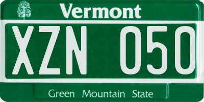 VT license plate XZN050