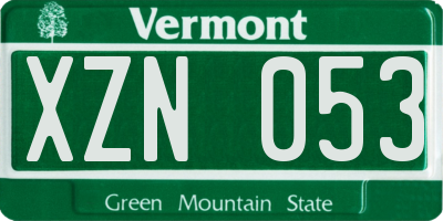 VT license plate XZN053