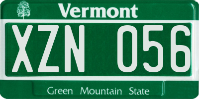VT license plate XZN056