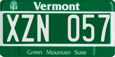 VT license plate XZN057
