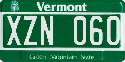 VT license plate XZN060