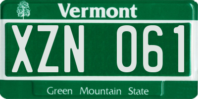 VT license plate XZN061