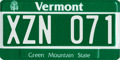 VT license plate XZN071