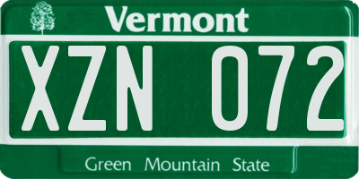 VT license plate XZN072