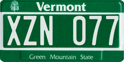 VT license plate XZN077
