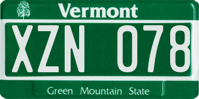 VT license plate XZN078
